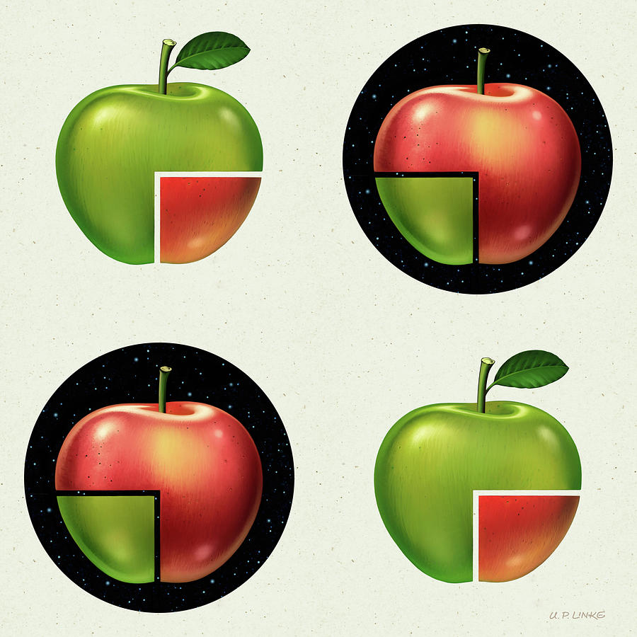 Divided Apple Pattern Mixed Media by Udo Linke