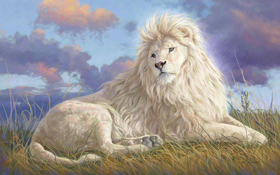 Lion Painting - Divine Beauty by Lucie Bilodeau
