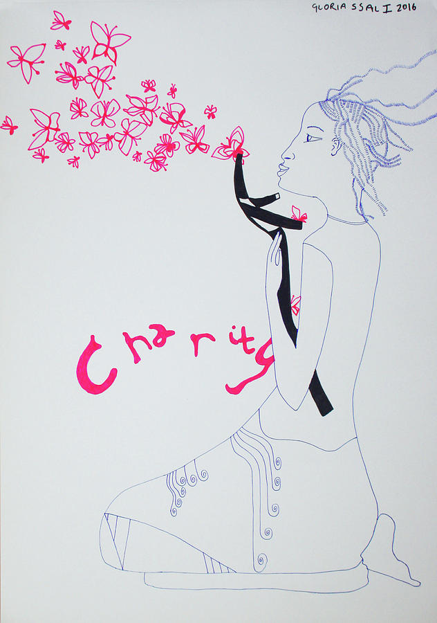 Divine Feelings - Charity Drawing by Gloria Ssali
