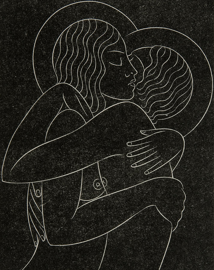 Nude Drawing - Divine Lovers by Eric Gill