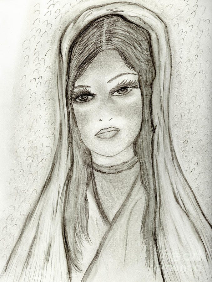 Divine Mary Drawing by Sonya Chalmers