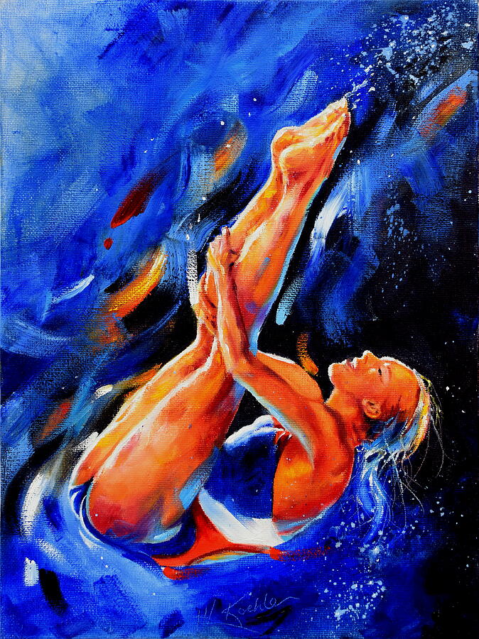 Diving Diva Painting by Hanne Lore Koehler