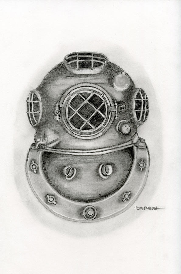 Diving Helmet Drawing