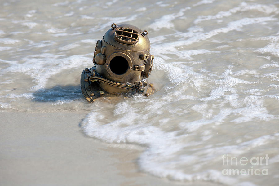Diving Helmet Washed Ashore Photograph by Dale Powell