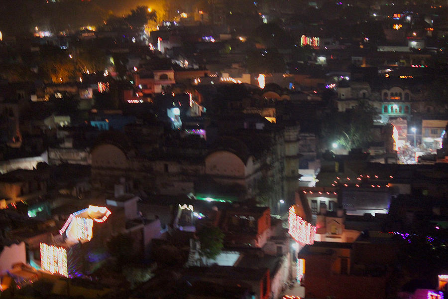 Diwali at Night, Barsana Photograph by Jennifer Mazzucco