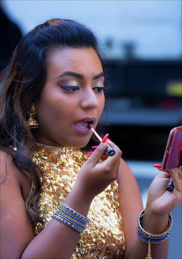Diwali Festival Nyc 2017 Indian Performer Doing Makeup Photograph