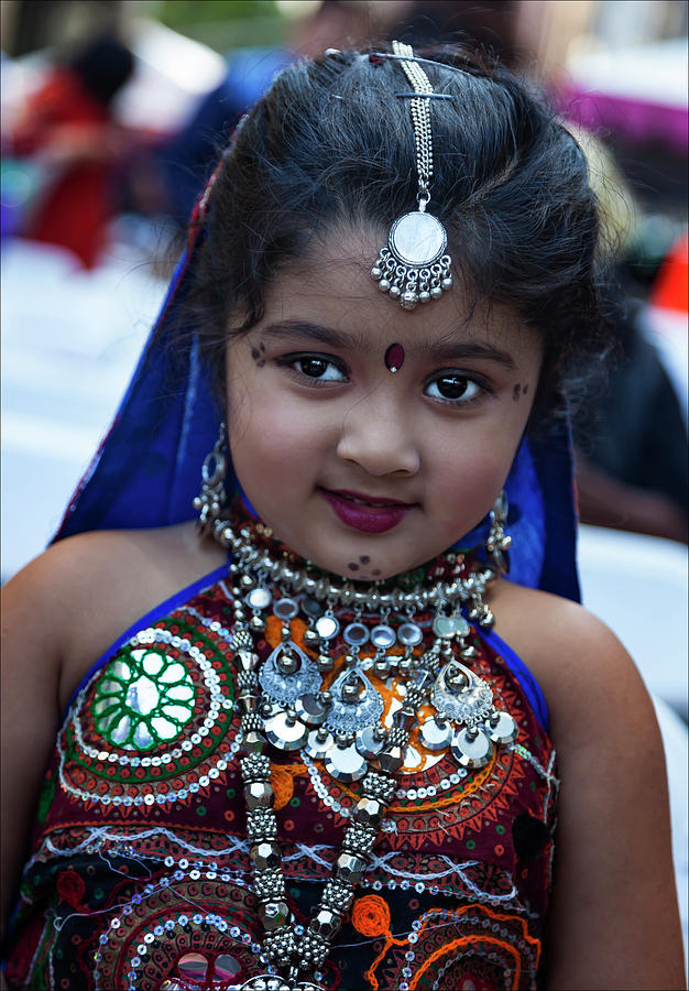 Diwali Festival NYC 2017 Young Girl in Traditional Dress Photograph by Robert Ullmann