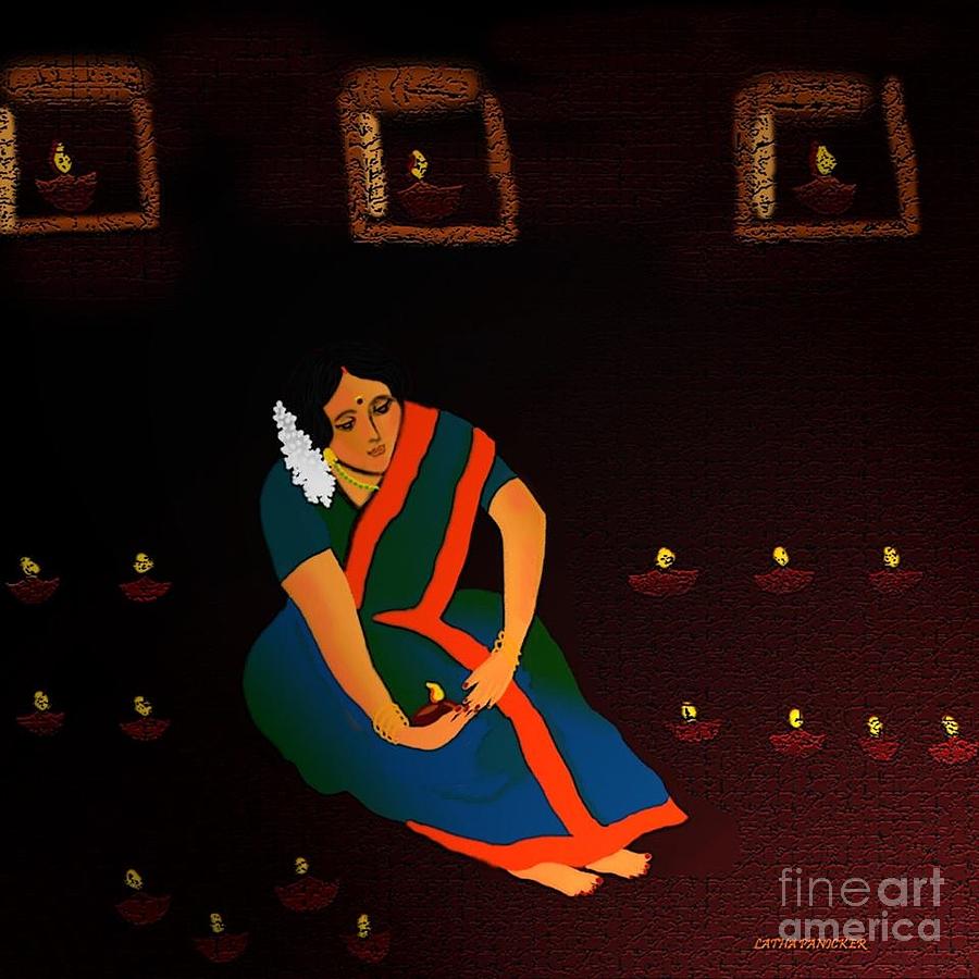 Diwali-The Night Of Diyas Digital Art by Latha Gokuldas Panicker