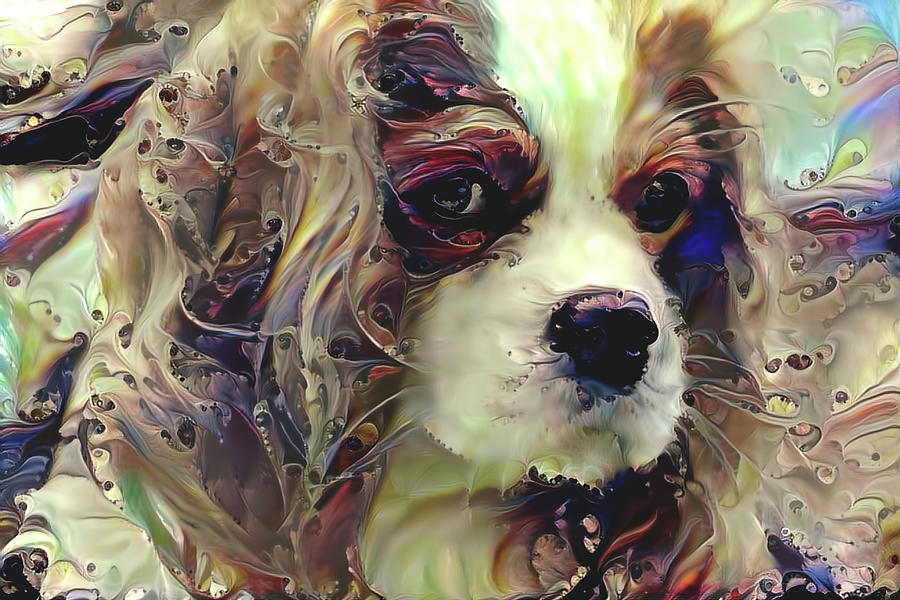 Dixie the King Charles Spaniel Mixed Media by Peggy Collins