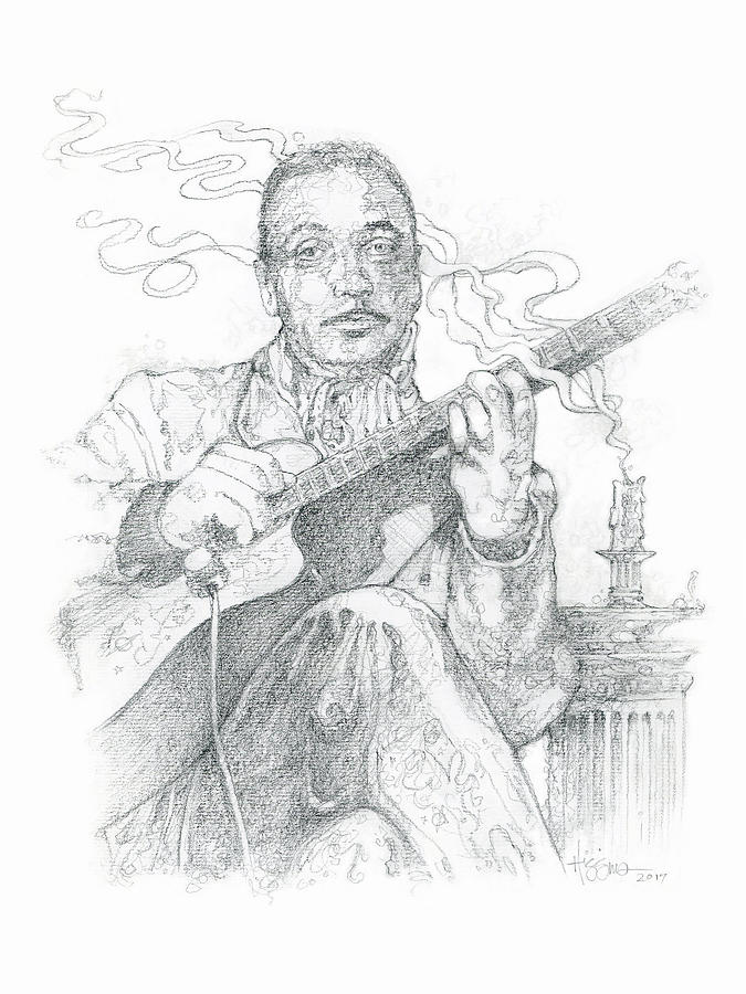 Django Reinhardt Drawing by James Higgins