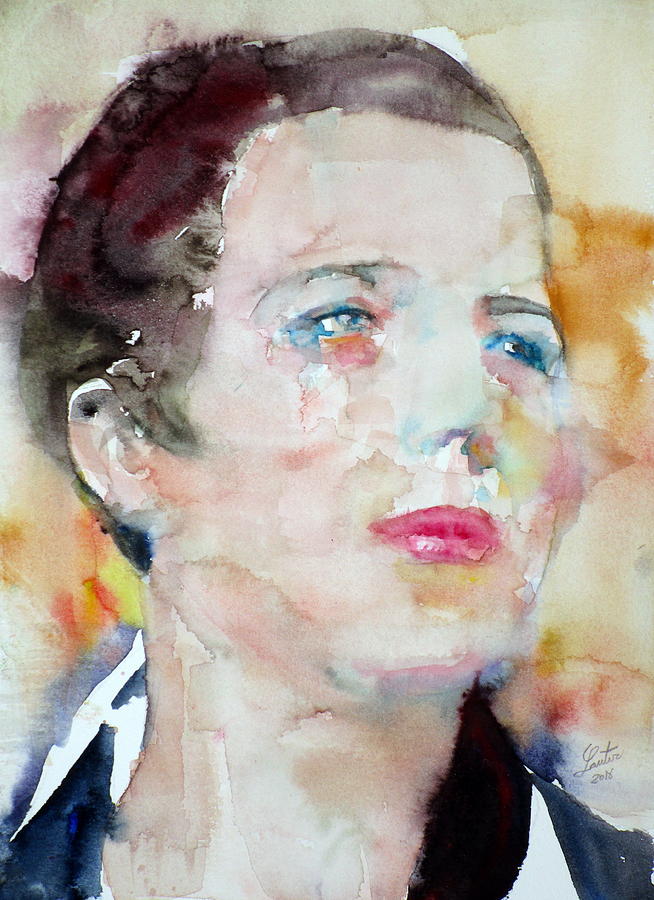 DJUNA BARNES - watercolor portrait Painting by Fabrizio Cassetta