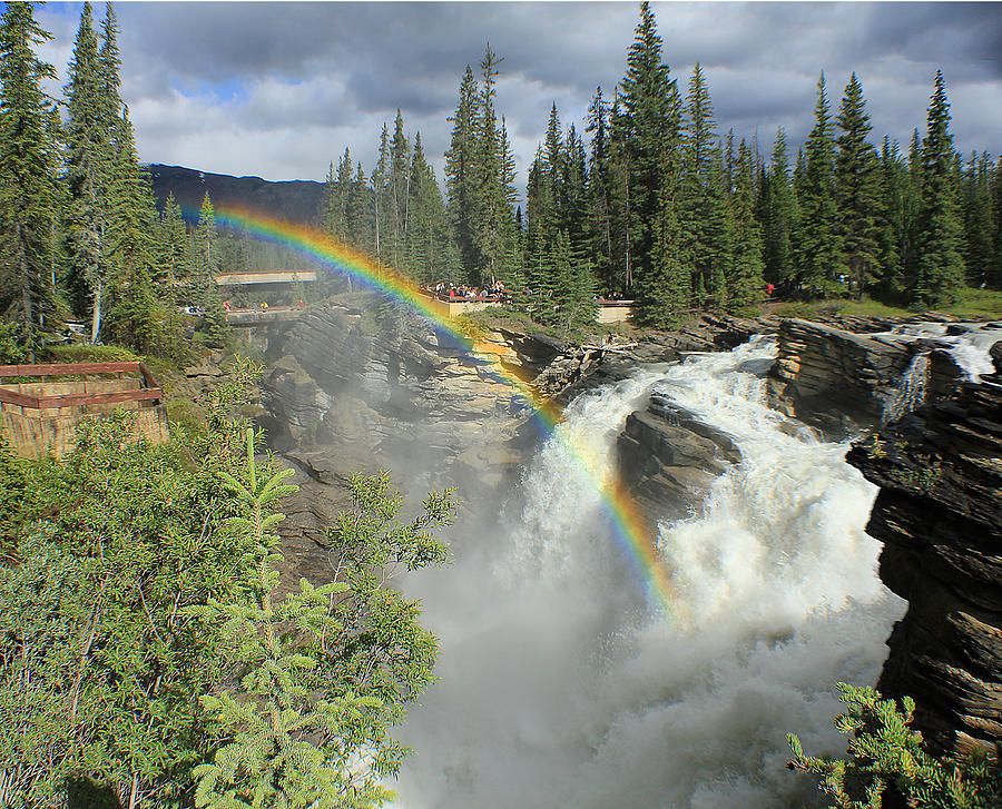 DM3805 Rainbow at Athabasca Falls Photograph by Ed Cooper Photography