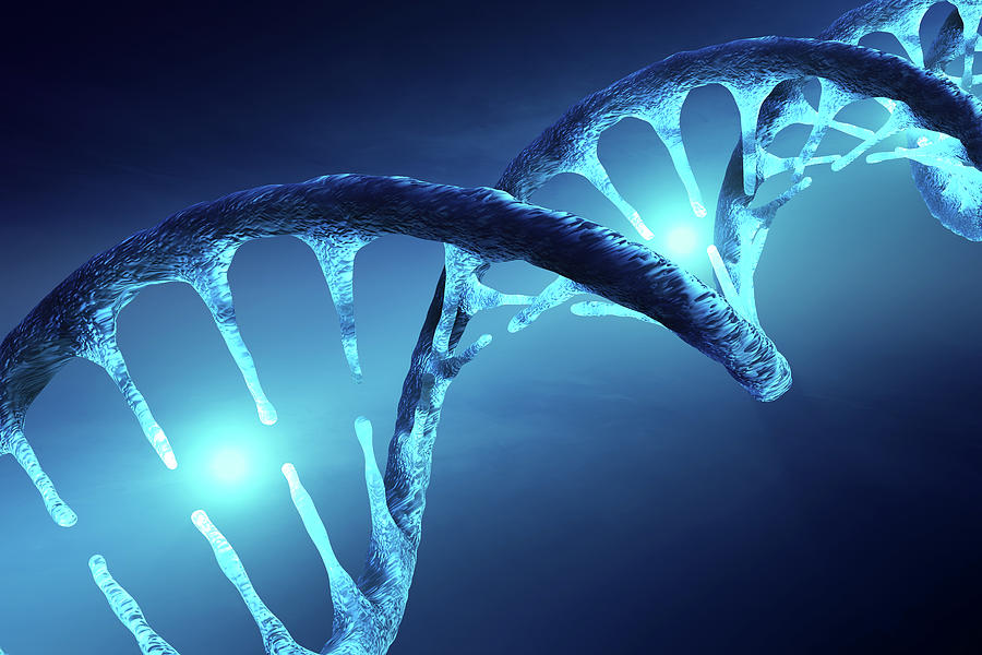 DNA structure illuminated Digital Art by Johan Swanepoel