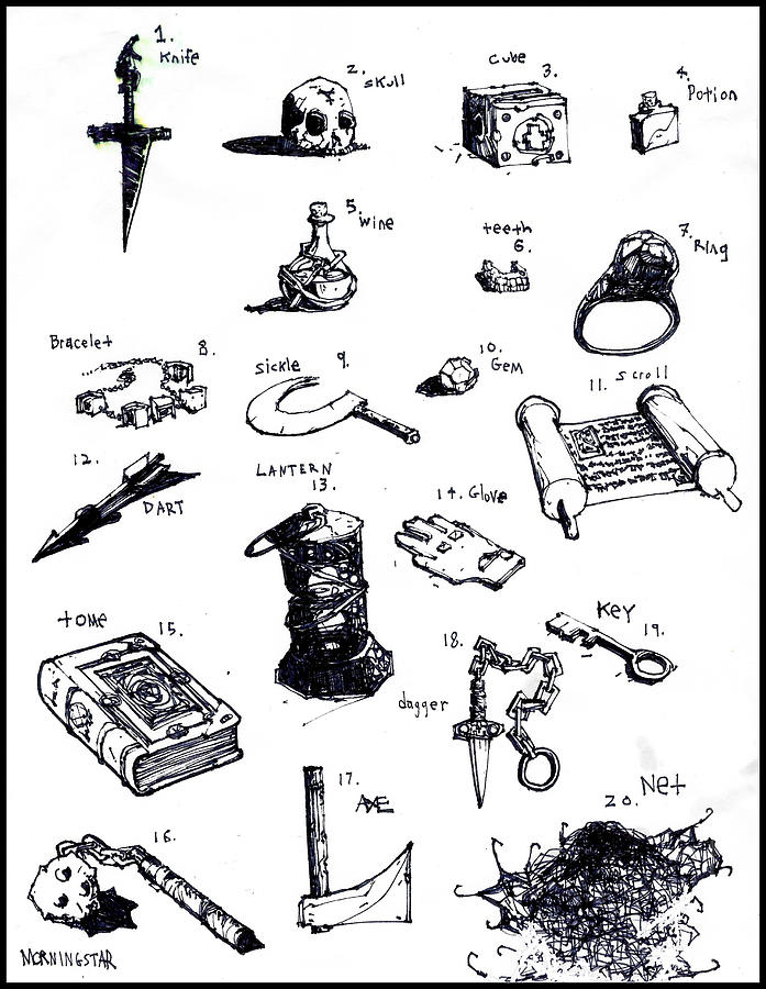 DnD Items Drawing by Zak Smith - Fine Art America