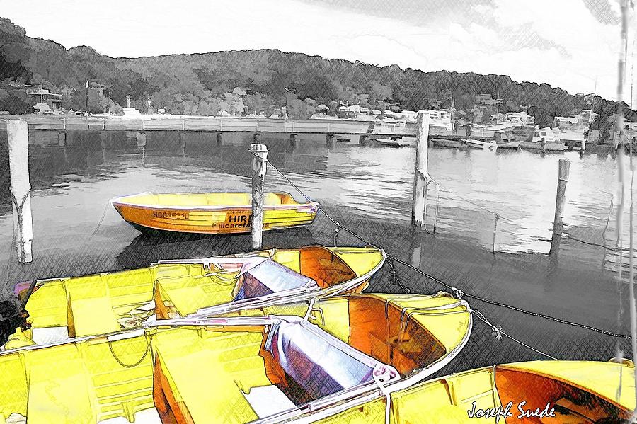 Boat Photograph - DO-00279 Yellow Boats by Digital Oil