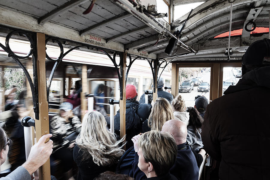 Do Not Lean Out - Cable Cars in San Francisco, California Photograph by Darin Volpe