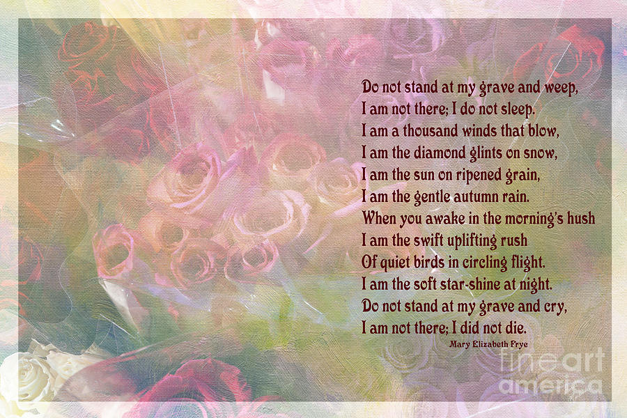 Do Not Stand At My Grave And Weep Photograph By Diane Macdonald
