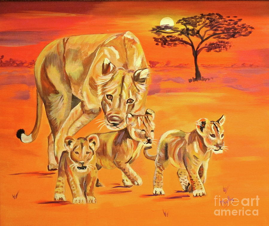 Lioness Painting - Do What Mom Says by Phyllis Kaltenbach