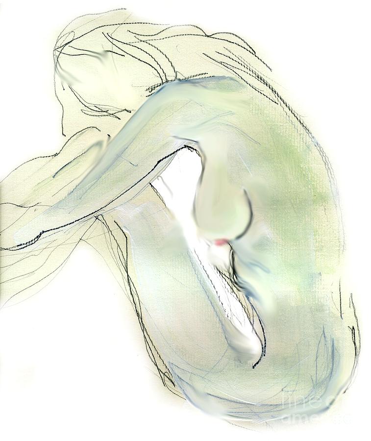 Nude Drawing - Do You Think - female nude by Carolyn Weltman