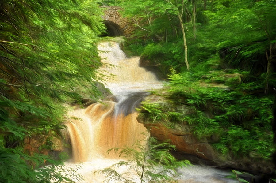 Doanes Falls in Royalston Painting by Mitchell R Grosky