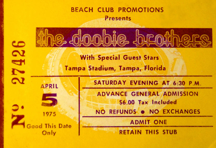 Dobbie Brothers ticket 1975 Photograph by David Lee Thompson