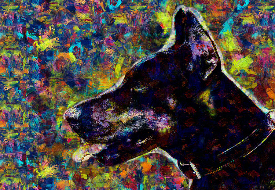 Doberman Painting by Celestial Images