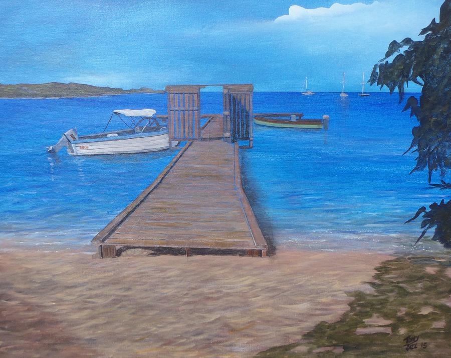 Dock on the Beach Painting by Tony Rodriguez