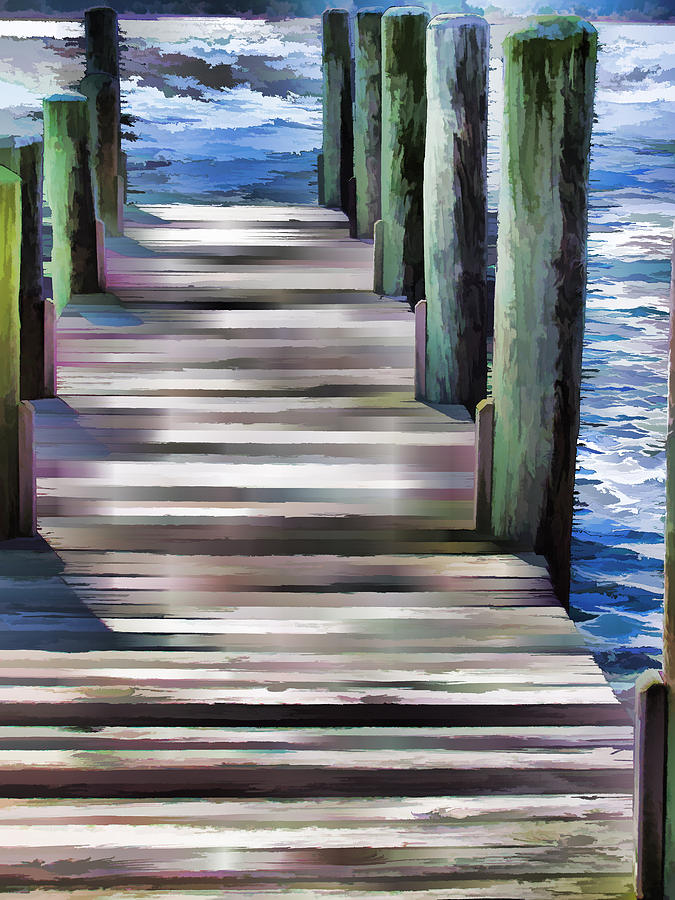 Fall Painting - Dock on waterfront  4 by Jeelan Clark