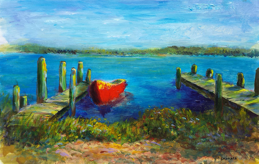 Docked for the Day Painting by Laurie Samara-Schlageter