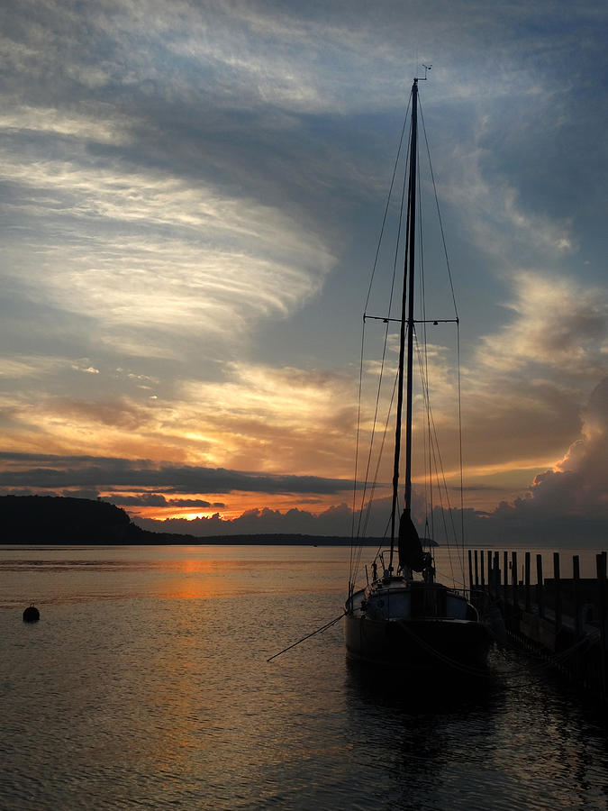 Docked Sailboat Sunset Photograph by David T Wilkinson