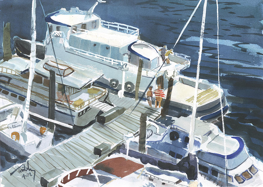 Dockside Painting by Thomas Tribby