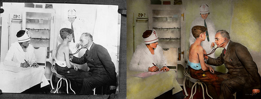 Doctor - At the pediatricians office 1925 - Side by Side Photograph by Mike Savad