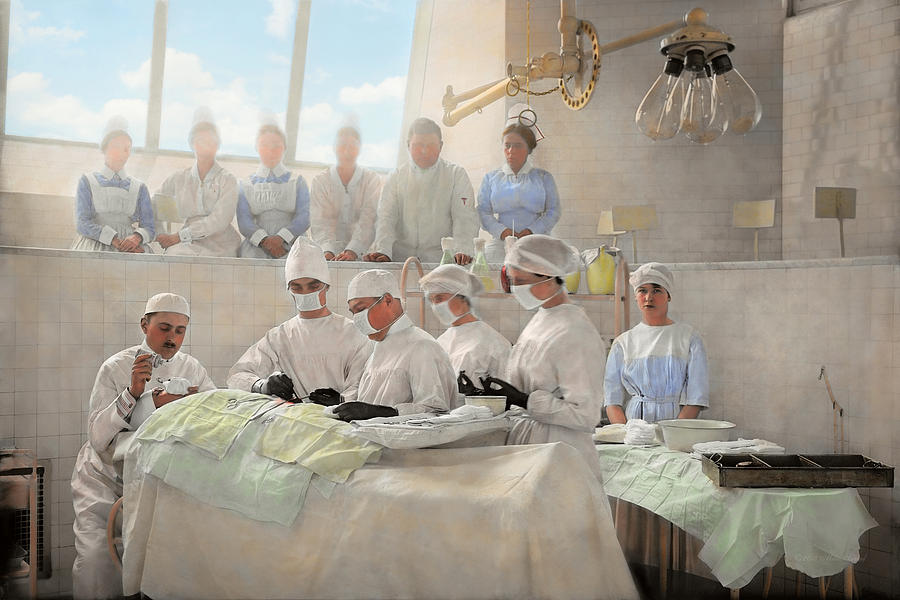Vintage Photograph - Doctor - Operation Theatre 1905 by Mike Savad