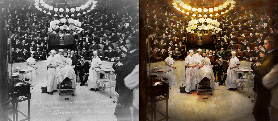 Doctor - Surgeon - Standing room only 1902 Side by Side Photograph by Mike Savad