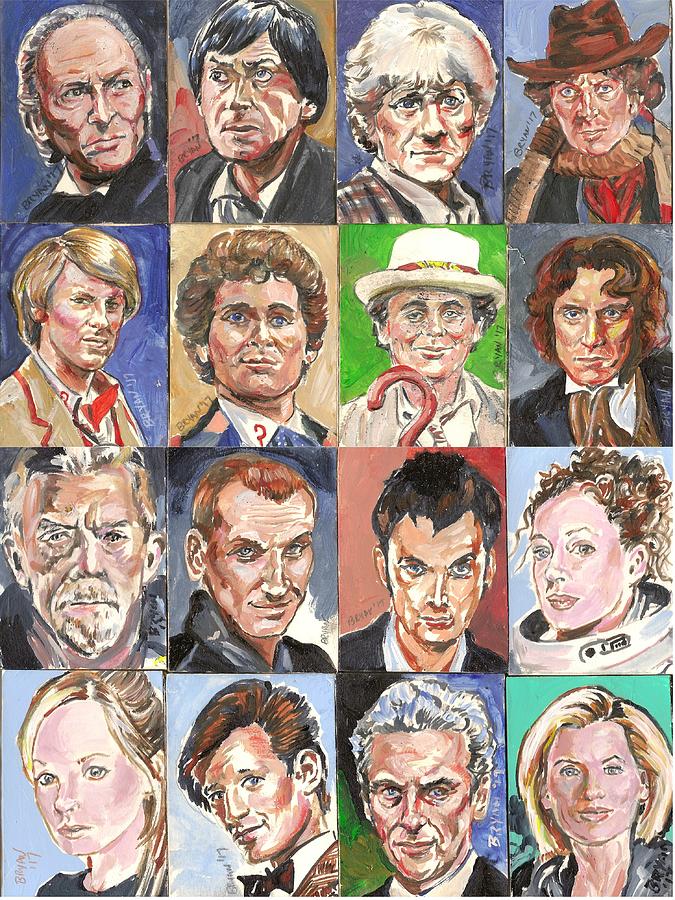 Doctor Who Painting - Doctor Who 1963 to 2017 revised by Bryan Bustard