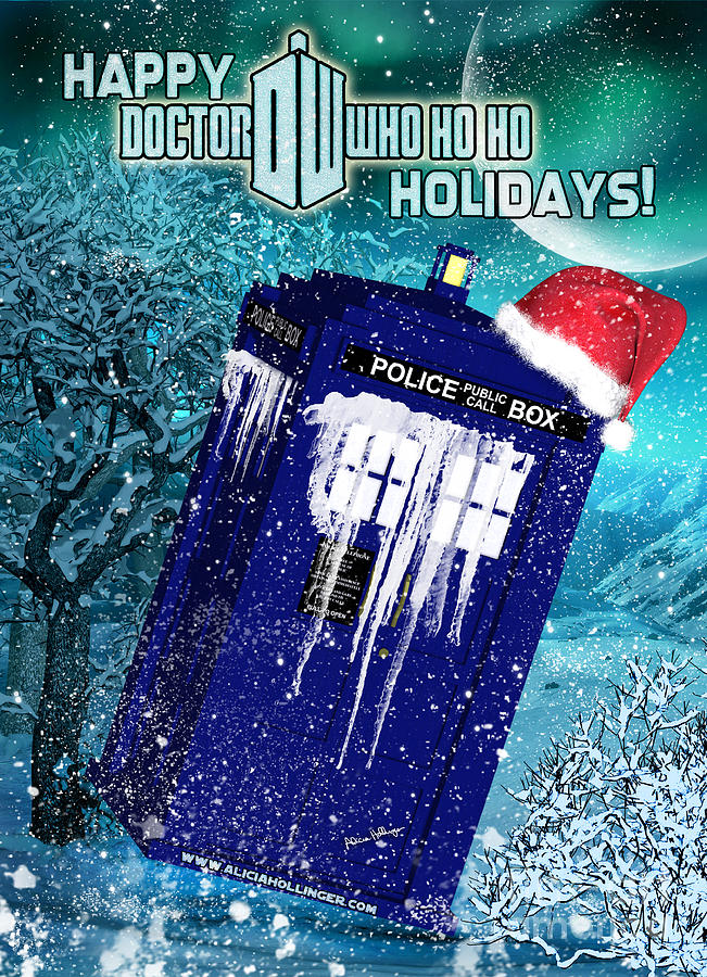 Doctor Who Tardis Holiday Card Digital Art by Alicia Hollinger
