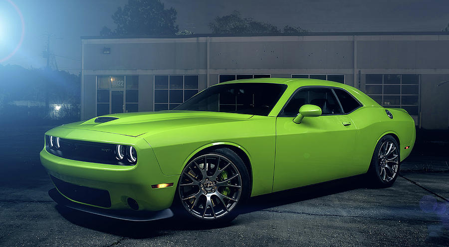 Dodge Challenger S R T Hellcat Green Photograph by Movie Poster Prints
