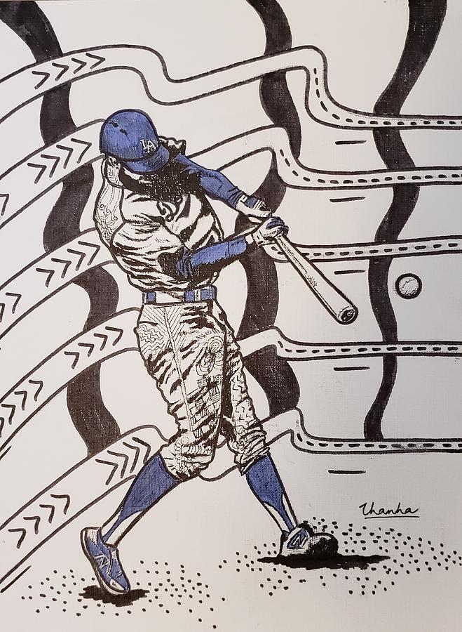Dodger Blue Drawing by Thanh Ha NguyenMaga Fine Art America