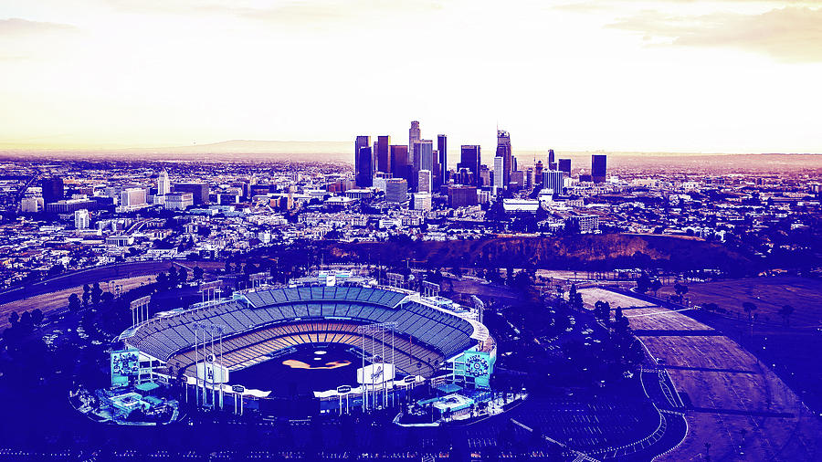 Major League Movie Photograph - Dodger Stadium And Los Angeles Skyline by Mountain Dreams