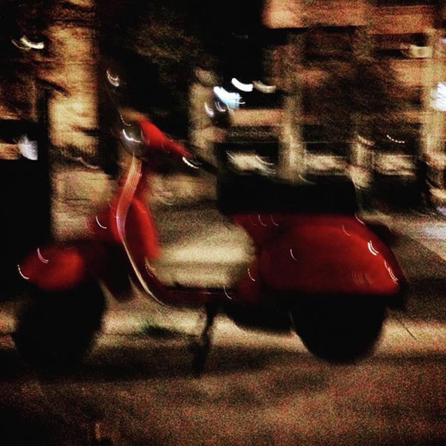 Red Photograph - #dodoveneziano #stillnight #red #vespa by Dodo Veneziano