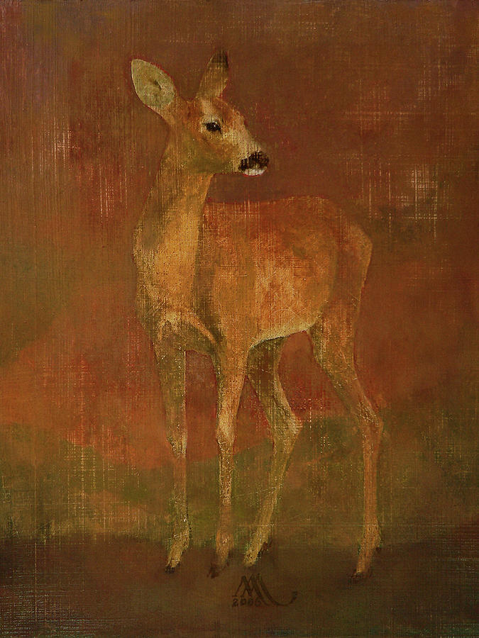 Doe Painting by Attila Meszlenyi