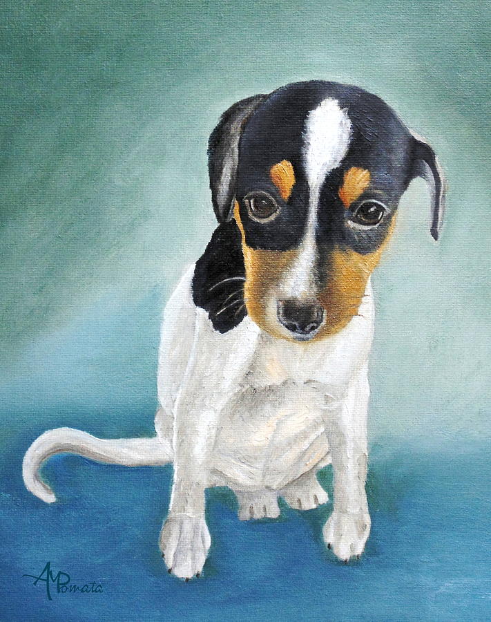 Animal Painting - Doe-eyed Puppy by Angeles M Pomata
