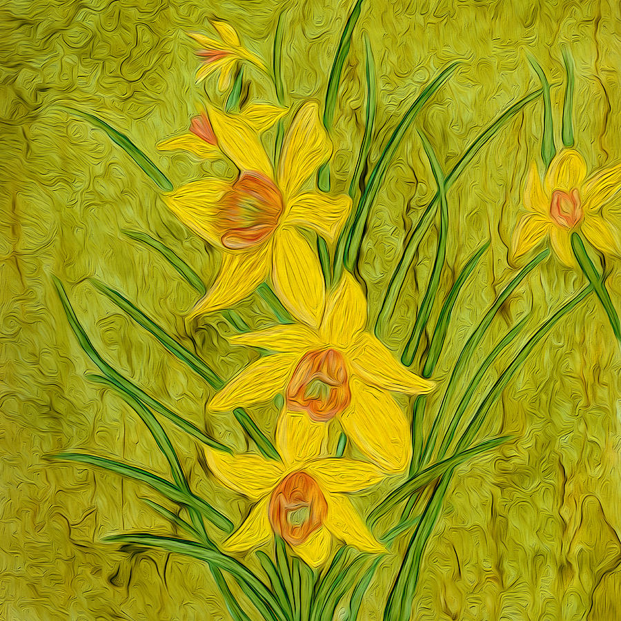 Daffodils Painting - Daffodils Too by Laurie Williams