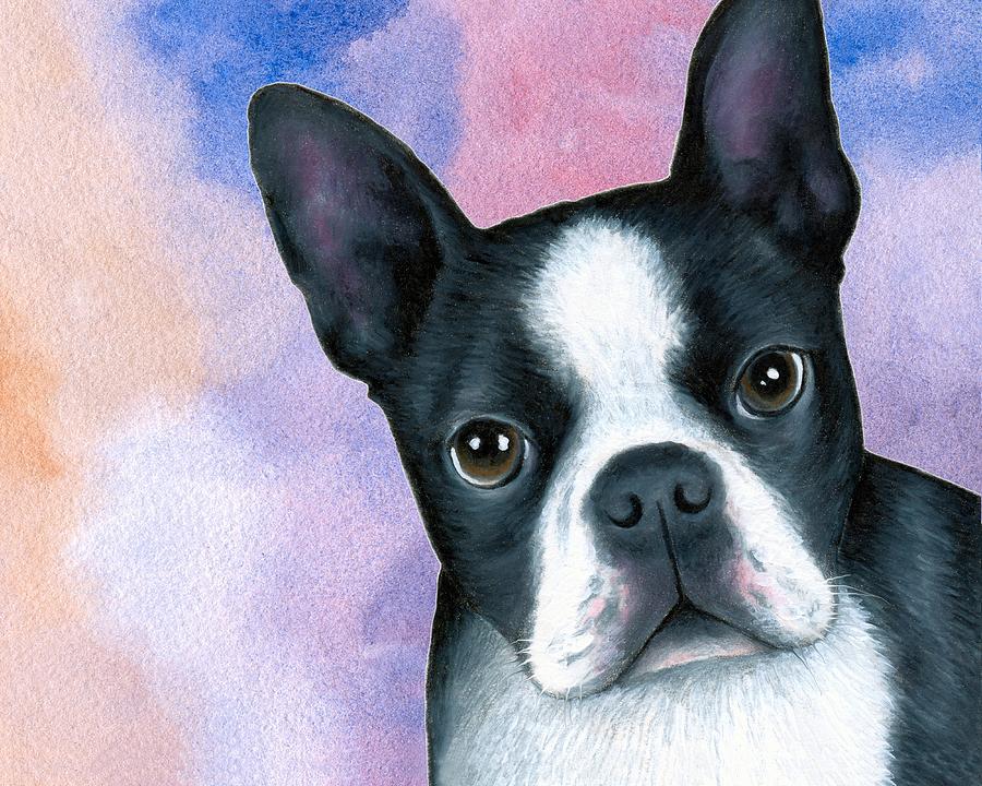 Dog 128 Pink Blue Painting by Lucie Dumas
