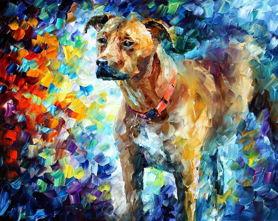 Dog 3 PALETTE KNIFE Oil Painting On Canvas By Leonid