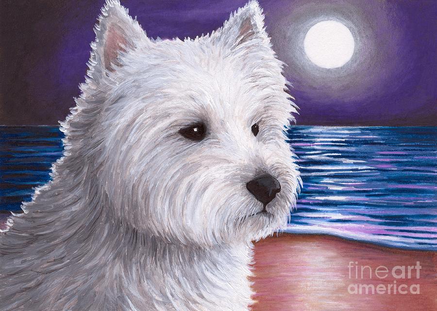 Dog 81 White Westie Painting by Lucie Dumas