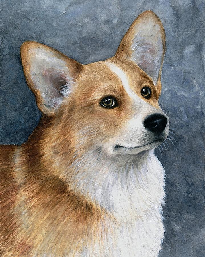 Dog 89 Corgi Painting by Lucie Dumas