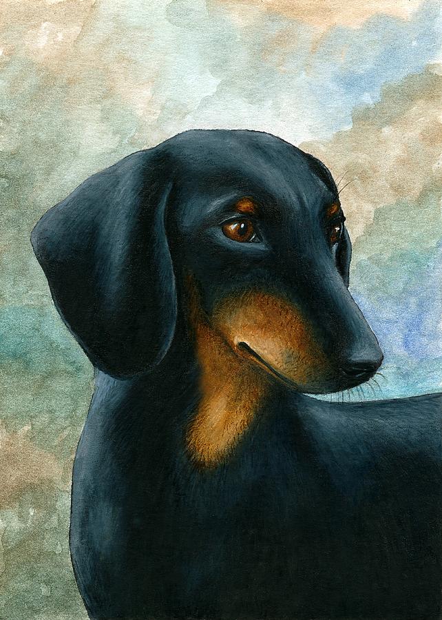 Dog 90 Dachshund Painting by Lucie Dumas