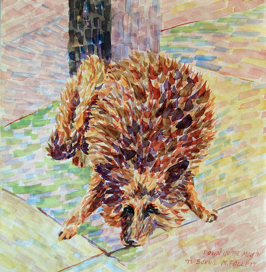 Down in the Mouth Dog Painting by Bonnie Follett