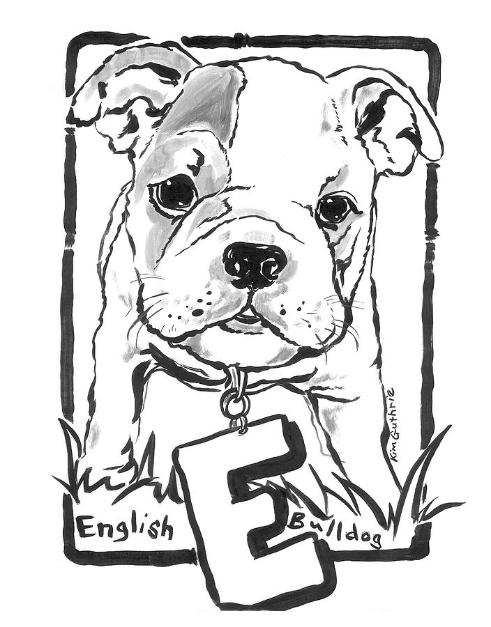 Dog Painting - Dog Drawing English Bulldog by Kim Guthrie